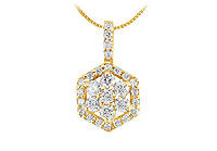 Diamond Pendant : 14K Yellow Gold - 0.66 CT Diamonds