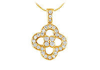Diamond Flower Pendant : 14K Yellow Gold - 0.50 CT Diamonds