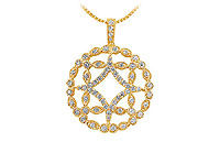 Diamond Floral Pendant : 14K Yellow Gold - 0.66 CT Diamonds