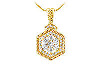 Diamond Geometric Design Pendant : 14K Yellow Gold - 0.66 CT Diamonds