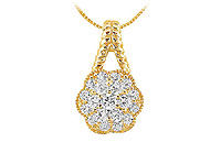 Diamond Flower Pendant : 14K Yellow Gold - 0.50 CT Diamonds