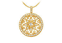 Diamond Circle Pendant : 14K Yellow Gold - 0.75 CT Diamonds