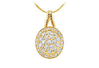 Diamond Circle Pendant : 14K Yellow Gold - 1.00 CT Diamonds