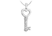 Diamond Key Pendant : 14K White Gold - 0.25 CT Diamonds