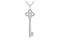 Diamond Antique Key Pendant : 14K White Gold - 0.75 CT Diamonds