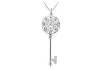 Diamond Flower Key Pendant : 14K White Gold - 0.50 CT Diamonds