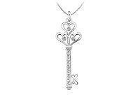 Diamond Key Pendant : 14K White Gold - 0.25 CT Diamonds