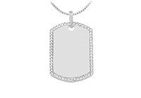 Diamond Dog-tag Pendant : 14K White Gold - 1.50 CT Diamonds