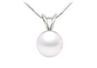 Cultured Akoya Pearl Solitaire Pendant : 14K white gold - 6 MM