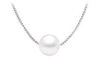 Cultured White Akoya Pearl Pendant : 14K white gold - 9 MM