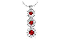 Ruby and Diamond Pendant : 14 White Gold - 1.25 CT TGW