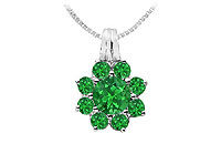 Emerald Flower Pendant : 14K White Gold - 2.75 CT TGW