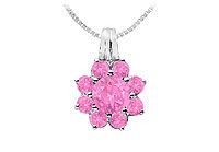 Pink Sapphire Flower Pendant : 14K White Gold - 2.75 CT TGW