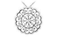 Diamond Flower Pendant : 14K White Gold - 1.00 CT Diamonds