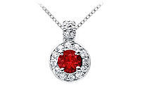 Ruby and Diamond Pendant : 14K White Gold - 1.25 CT TGW