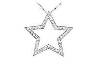 Diamond Star Pendant : 14K White Gold - 0.33 CT Diamonds