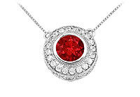 Ruby and Diamond Pendant : 14K White Gold - 0.66 CT TGW