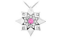 Pink Sapphire and Diamond Star Pendant : 14K White Gold - 0.66 CT TGW