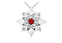 Ruby and Diamond Star Pendant : 14K White Gold - 0.66 CT TGW
