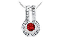 Ruby and Diamond Pendant : 14K White Gold - 1.25 CT TGW