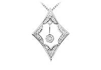 Diamond Frame Design Pendant : 14K White Gold - 0.50 CT Diamonds