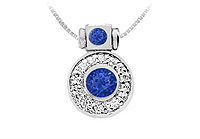 Sapphire and Diamond Pendant : 14K White Gold - 0.50 CT TGW