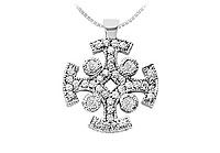 Diamond Cross Pendant : 14K White Gold - 1.50 CT Diamonds