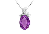 Amethyst and Diamond Pendant : 14K White Gold - 7.75 CT TGW