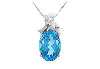Blue Topaz and Diamond Pendant : 14K White Gold - 7.75 CT TGW