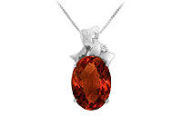 Garnet and Diamond Pendant : 14K White Gold - 7.75 CT TGW