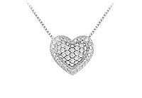 Diamond Heart Pendant : 14K White Gold - 0.75 CT Diamonds