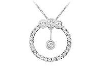 Diamond Circle Pendant : 14K White Gold - 0.75 CT Diamonds