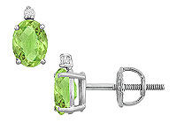 Diamond and Peridot Stud Earrings : 14K White Gold - 2.04 CT TGW