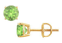 Peridot Stud Earrings : 14K Yellow Gold - 2.00 CT TGW