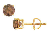 Smoky Topaz Stud Earrings : 14K Yellow Gold - 2.00 CT TGW