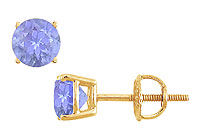 Tanzanite Stud Earrings : 14K Yellow Gold - 2.00 CT TGW