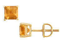Citrine Stud Earrings : 14K Yellow Gold - 2.00 CT TGW