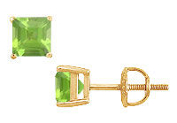 Peridot Stud Earrings : 14K Yellow Gold - 2.00 CT TGW