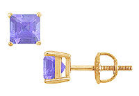 Tanzanite Stud Earrings : 14K Yellow Gold - 2.00 CT TGW