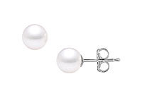 Freshwater Cultured Pearl Stud Earrings : 14K White Gold  9 MM