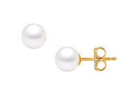 Freshwater Cultured Pearl Stud Earrings : 14K Yellow Gold  9 MM