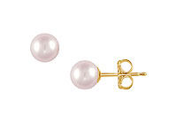 Freshwater Cultured Pearl Stud Earrings : 14K Yellow Gold  7 MM