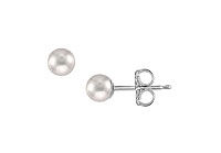 Akoya Cultured Pearl Stud Earrings : 14K White Gold  4 MM