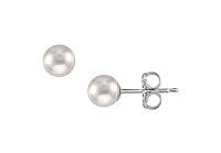 Akoya Cultured Pearl Stud Earrings : 14K White Gold  5 MM