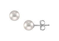 Tahitian Pearl Stud Earrings : 18K White Gold  8 MM