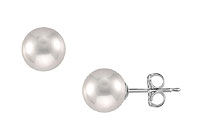 Tahitian Pearl Stud Earrings : 18K White Gold  12 MM
