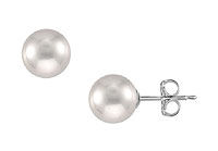 Tahitian Pearl Stud Earrings : 18K White Gold  13 MM