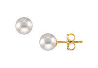 Tahitian Pearl Stud Earrings : 18K Yellow Gold  9 MM