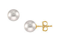Tahitian Pearl Stud Earrings : 18K Yellow Gold  10 MM