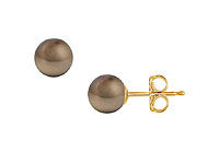 Tahitian Pearl Stud Earrings : 18K Yellow Gold  9 MM